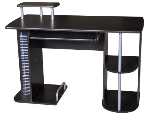 Charles Jacobs Wooden Computer Desk With PC Storage Shelves And Sliding Keyboard Tray Home Office Study Furniture (Walnut)