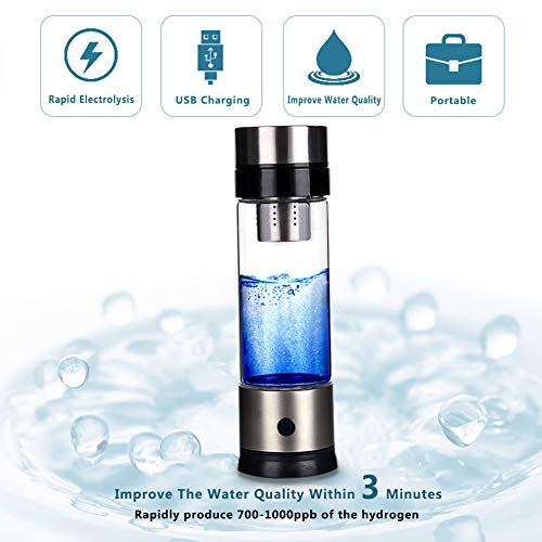 Preisvergleich Produktbild AITOCO wasserstoffreiche Wasserflasche für Lonizing Wasserstoff - tragbar, Anti-Aging Antioxidans Glas Becher, Wiederaufladbar, 700-1000 ppb Hohe Konzentration Wasserstoff innerhalb von 3 Minuten