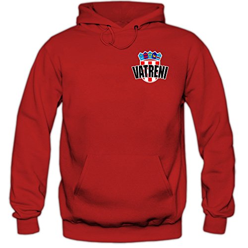 Kroatien EM 2016 #5 Kapuzenpullover | Herren | HRVATSKA | Kockasti | Trikot | Nationalmannschaft © Shirt Happenz, Farbe:Rot (Red F421);Größe:XXL