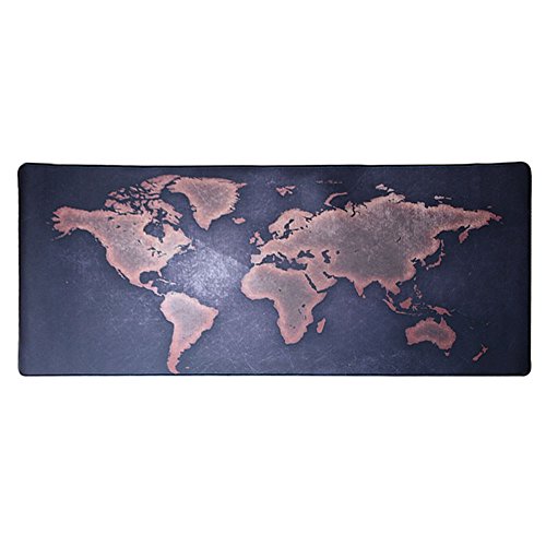 Befitery Mausunterlage Gaming-Maus-Pad Mauspad Schreibtischunterlage Rutschfeste Gummiunterseite Sicher und ungiftig MausPad Weltkarte(40x90x0.2cm)(Gold) - 3