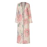 iHENGH Neujahrs Karnevalsaktion Damen Herbst Winter Bequem Mantel Lässig Mode Jacke Frauen Langarm bedruckter Schal Beachwear Chiffon Cardigan Tops verdecken Bluse