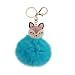 Produktbild FakeFace Unisex Fashion Kugel Schlüsselanhänger aus Perle Fuchs Plüsch, Schlüsselring Schlüsselbund Fahrzeugschlüssel Taschenanhänger Handtaschenanhänger für Handy Auto Tasche (Hellblau)