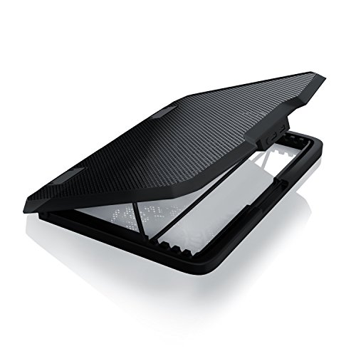 CSL – 15,6 Zoll Notebook Cooling-Pad Silent | Notebook Kühler / Laptop Lüfter / Notebook Cooler | Super Silent Cooling System | 2x USB-Port Typ A | blaue LEDs | Metallgitter-Oberfläche | 6 verschiedene Neigungseinstellungen - 4