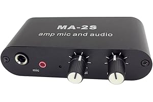 Yuemsh 3.5mm Condenser Microphone Amplifier Headphone Amplifier Music Audio Preamplifier Mixing Board MA-2S
