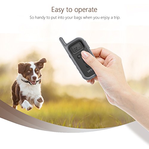 Collier-de-Dressage-pour-Chien-Vinsic-Collier-Anti-Aboiement-avec-Rcepteur-impermable-et-Tlcommande-de-300-mtres-5-niveux-de-Vibration-Electrique-Bip-Sonore-Gris-fonc