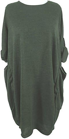 Lagenlook Boho Oversized Tulip Shaped Soft Knitted Dress 12 14 16 18 (Green)