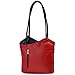 Produktbild ital elegante Glatt Leder Schultertasche Rucksack 2in1 Handtasche rot schwarz , 27-32x30x9 cm (B x H x T)