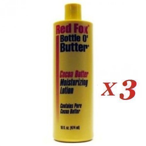 3 x RED FOX BOTTLE O' BUTTER PURE COCOA BUTTER MOISTURISING BODY LOTION 16oz
