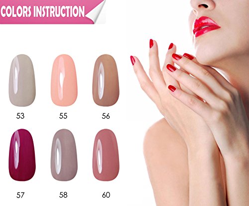 Gellen Soak off Gel Nagellack UV Gel Led Nagellack 6 verschiedene Farben (6pcs×8ml) Set 50 - 3