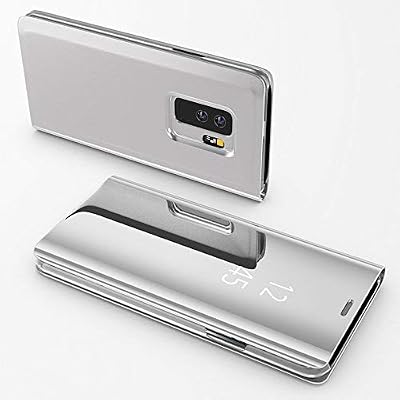 PHONILLICO Coque Rabat Miroir Argent pour Samsung Galaxy A50 - A505 - Coque Housse Etui Case Protection Clear View