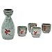 Produktbild Fortag 4 tlg Sake Set Handgemalte Keramik Japanischer Sake-Set Stil aus Steinzeug Porzellan mit Dekor Sake-Garnitur (1x Flasche / Karaffe + 4 Becher )170 ML