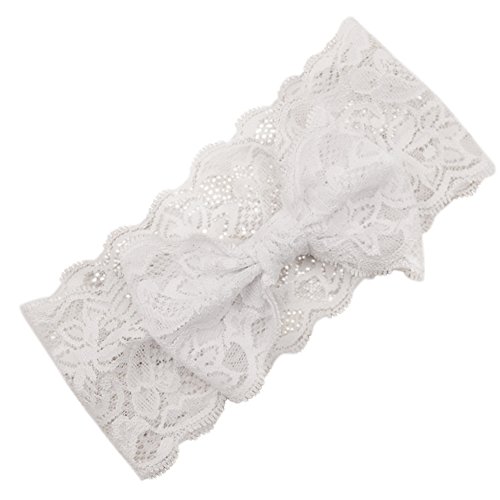 Sanwood Kids Baby Girl Lace Bowknot Headband Headwear (White)