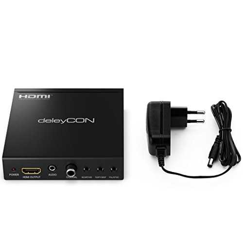 deleyCON SCART zu HDMI Konverter mit Audio Extractor SCART + HDMI Eingang auf HDMI Ausgang Koaxial + 3,5mm Audio Ausgang SCART auf HDMI - 7