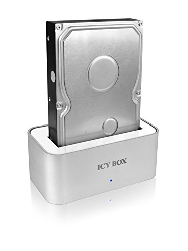 Icy Box IB-111StU3-Wh 1-fach Dockingstation für 2,5″ (6,35 cm) oder 3,5″ (8,9 cm) SATA HDD/SSD mit USB 3.0 Anschluss (silber/weiß) - 3