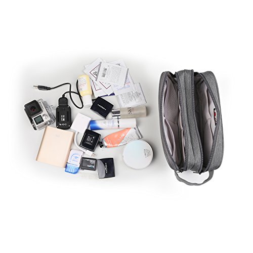 BUBM Universale Tasche mit Doppelschicht Tragetasche für Elektronische Kleingeräte Organiser Reisetasche für Zubehör, Mittel, Grau - 8