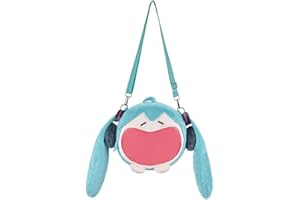 Xinchangda Miku Bag - Bolsa de felpa de anime Kawaii, bonita bolsa de hombro Miku, mochila escolar de boca grande, con cremallera, bolsa cruzada de dibujos animados