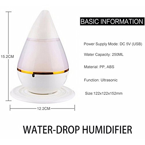 Aroma Diffuser, PHOEWON 250ml Ultraschall Luftbefeuchter Aromatherapie USB Aroma Diffuser Elektrisch 7 LED Wechselfarben Diffusor Aromaöl Auto, Luftbefeuchter für Schlafzimmer, Baby, Kinderzimmer - 2