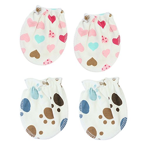 2 Pairs baby Infant Cotton Anti Scratch Handguard Baby Mittens Gloves