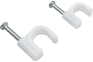 EESTECK 100 Pack Cable Clips, Strong White Nail Clips Durable Round Cable Clip, 2 Sizes 6mm & 8mm Cable Holder Management Wire Tidy Clips
