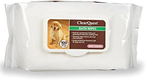 ClearQuest Baby Powder Pet Wipes, 100 Count Bag
