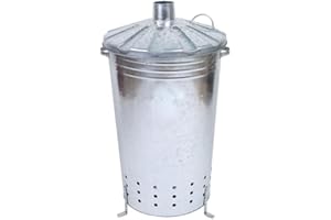 PEYCA Incinerador para Jardin 120 litros. Metal galvanizado. Ideal para Madera, leña, Hojas, Recortes de poda. Uso Exterior. Resistente.