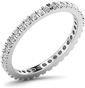 0.60ct Claw Set Round Brilliant Cut Diamond Full Eternity Wedding Ring Available Gold &amp; Platinum (9ct White Gold, P)