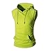 Produktbild Trada Kapuzenweste Weste, Damen Mode Herren Sommer Casual Kapuzen-Reine Farbe T-Shirt Kurzarm Top Bluse Trainingshirt Tops Muskelshirt Fitness Gym Sport Tanktop Unterhemden (M, Hellgrün)