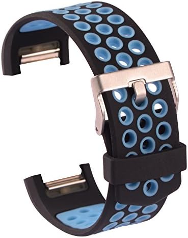 Watchband, Electric Accessory Fitness Activity Tracker Accessory Fashion Breathable Replacement Silicone Watch Band Bracelet Strap for Fitbit Charge 2 (Blue)