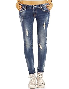 Bestyledberlin Damen Destroyed Style Röhrenjeans, Zerrissene Stone Washed Skinny Fit Jeans j39l
