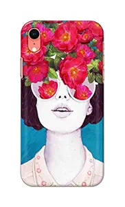 Oye Stuff Girl Floral Printed Designer Slim Hard Back Cover Case for iPhone XR (Multicolor)