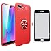 Produktbild SHYHONG Kompatibel Huawei Honor10 Hülle+gehärtetem Glas Soft Silikon TPU Handyhülle mit 360°drehbarer Fingerhalter und Magnetic Metall Blech Anti-Shock Bumper Cover(Rot+Rot)