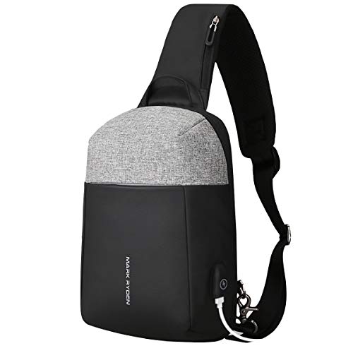Mark Ryden Metro Series Bandolera Cruzada Resistente al Agua y Anti-Robo con Puerto de Carga USB (Gris)