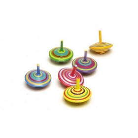 Small Foot Toupie en Bois, Six pièces avec peintures et Motifs Multicolores, Effet de Couleur en tournant, dès 3 Ans, 1730
