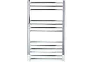 Greenedhouse Chrome Straight Heated Towel Rail W400mm x H800mm Flat Central Heating Towel Radiator Bathroom Rack