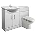 Price comparison product image 550mm White Gloss Vanity Unit and Back to Wall Toilet Pan, Tap and Waste