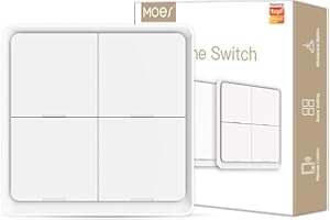 MOESGO MOES ZigBee 12 Scene Funkschalter,Wireless Drucktasten Schalter,MOES ZigBee Hub erforderlich,Switch kompatibel mit MOES/Smart Life/Tuya APP(Weiß,Batterie enthalten)