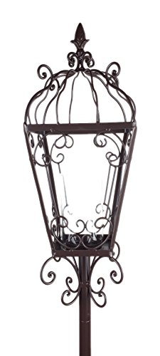 Laterne Gartenlaterne Windlicht aus Metall in Braun Höhe 180 cm, mit Glas - 2