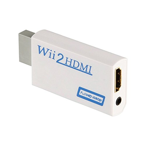 Wii zu HDMI Adapter Konsolen Adapter Wii Converter HDMI mit Audio über HDMI und extra 3,5mm Buchse für Audioausgang Wii HDMI Konverter , Wii Adapter für TV Monitor Beamer Fernseher , Geräte mit HDMI Anschluß , variable Auflösung 720p oder 1080p , Wii2HDMI Stick Adapter Konverter