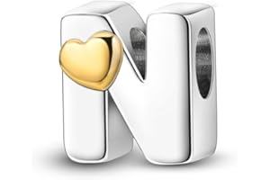 TINSLO Charme Pearl en forme de lettre de A à Z pour bracelet, En argent sterling 925, Compatible avec les bracelets et colliers Pandora, Compatible avec les bracelets européens pour femmes et filles KJC165