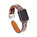 Produktbild Neueste!!!Glowjoy Smartwatch Armband Kompatibel für Apple Watch Series 4 38/40mm,Echtes Leder Uhrenarmband mit Rahmen,Glatte Oberfläche Lederarmband Diamant Wristband für Mädchen Jungen (B)