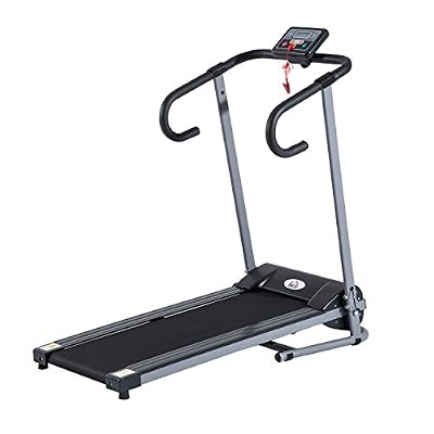 HOMCOM Tapis de Course Tapis Roulant Electrique Pliable 1-10KM/H 500W Ordinateur de Bord Acier Noir et Gris Neuf 97