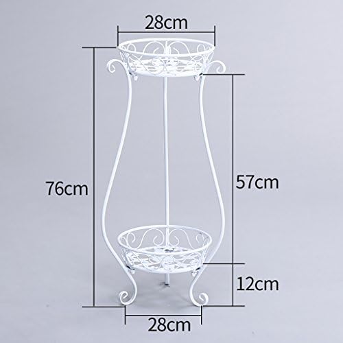 Huajia Iron flower racks multi - storey living room balcony floor fleshy green plant indoor floating window flower pots flower shelf (Color : White, Size : 57cm)
