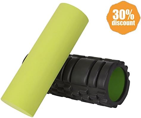 GT LIFE Foam Roller 2 in 1 for Muscle Massage, Trigger Point Back Massage for Yoga, Pilates, Myofascial Release, Pain relief, IT Band with Travel Bag (1507 black-green)