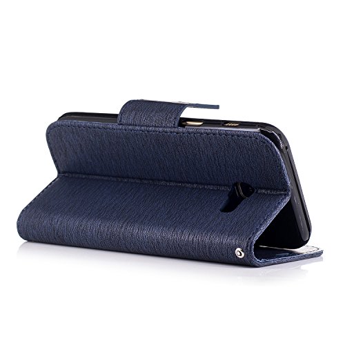 Samsung Galaxy A5 2017 Hülle,Galaxy A5 2017 Case,TOYYM PU Leder Flip Cover Wallet Case Bookstyle Brieftasche Tasche Schale Schutzhülle Vintage Blume Muster mit Standfunktion Karte Halter für Samsung Galaxy A5 2017 Version+1x Touch Pen(Color Random)+1x Staubschutz(Color Random)-Blaue Blume - 3