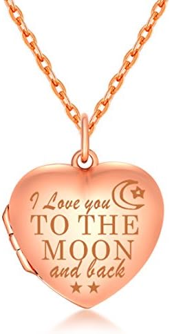 Mrs IXIQI Engraved " I Love You to the Moon and Back " 9ct Gold Plated Heart Infinity Love Locket Necklace Necklaces Gifts Present for Women Photo,45cm Chain (BT_032_rose1)