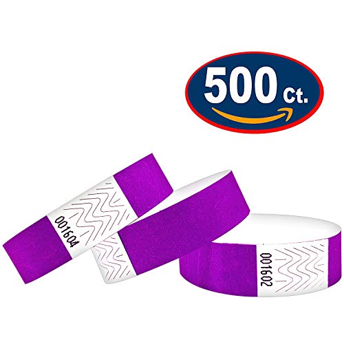 500 pezzi - 19 mm 3/4" Tyvek Wristbands, Tyvek Braccialetti, Tyvek Bracciali, Festival Braccialetti, Night-Club Braccialetti (Viola, 500 Pack)