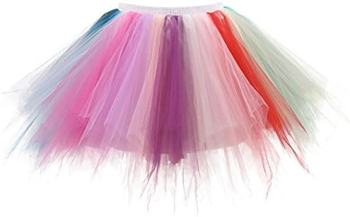 kivieAdult Tutu 50's Vintage Petticoat Tulle Skirt for Women Ballet Bubble Skirt (Multicolor)