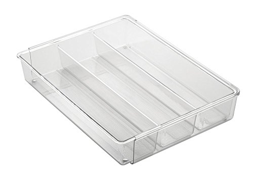 mDesign ausziehbarer Besteckkasten durchsichtig – der ideale Schubladen-Organizer für die Küchenschublade – Besteckeinsatz für Küchenutensilien jeglicher Art – 4 flexible Fächer - 6