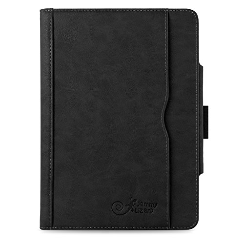 iPad Air, Air 2 & iPad 9.7″ 2017 Hülle – JAMMYLIZARD Ledertasche Smart Cover mit Standfuktion für iPad Air (5. & 6. Generation) & iPad 9.7″ 2017, SCHWARZ & HONIG, [MIT STIFT & STIFT-HALTER] - 2