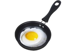 Chanhan Non-Stick Frying Pan, Portable Mini Frying Pan Poached Egg Small Kitchen Cooker Black(12CM)